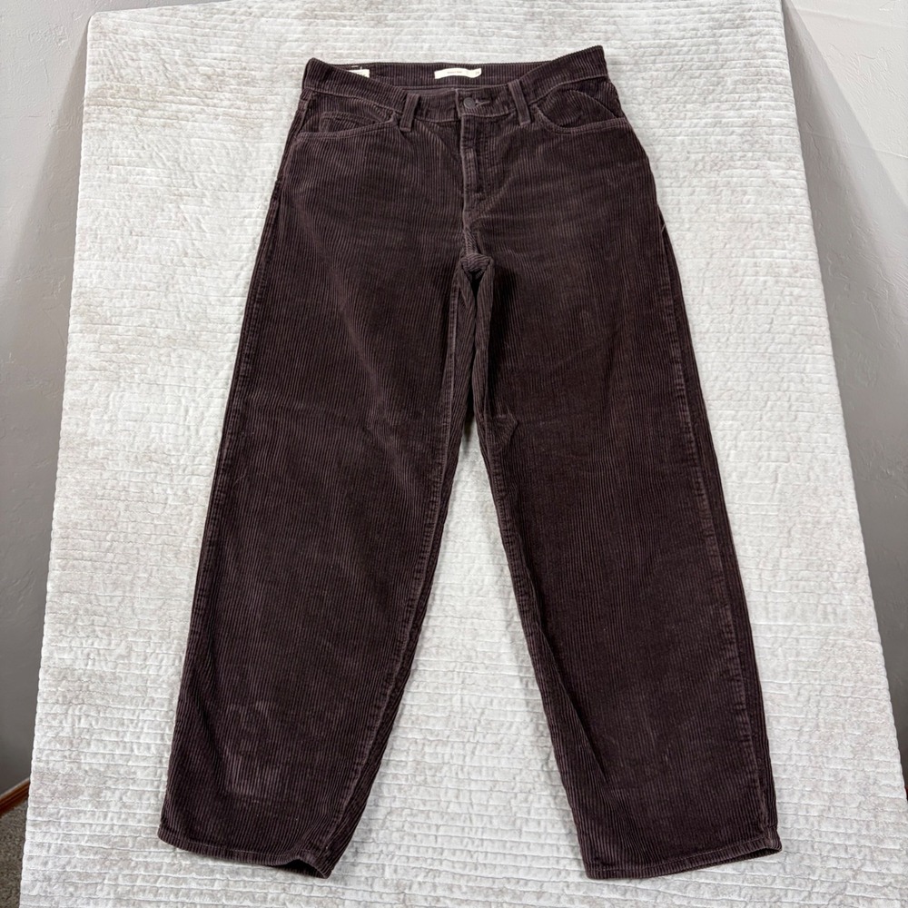 Levis Premium Baggy Dad Corduroy Pants Brown Wide Leg W28 L30 A3494-0030